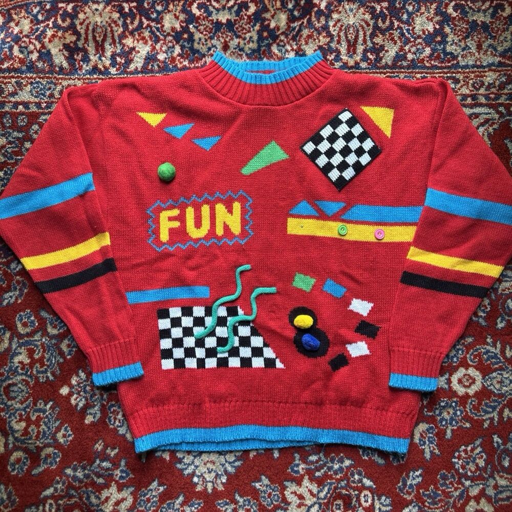 Vintage 1980s Jet Set Sweaters ‘Crayola’-Esque Sweater |  Girls Size: 14 Large